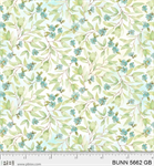 P & B Textiles - Bunnies & Blooms - Floral Leaves, Green/Blue