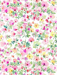 Timeless Treasures - Spring Song - Watercolor Pink Spring Florals, White