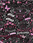 Timeless Treasures - Pink Ribbon Chalkboard - Breast Cancer, Black