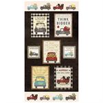 Clothworks - Happy Day Farm - 24^x 44^ Block Panel, Dark Brown