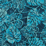 Benartex - Batiks - Bali Lagoon - Monstera, Navy/Peacock