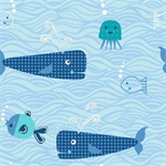 Springs Creative - Sea The Sea - Whales & Puffer Fish, Blue