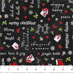 Northcott - Golden Christmas - Christmas Text, Black