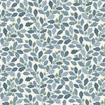 Makower - Heather and Sage - Oak Leaves, Blue