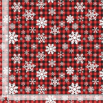 Timeless Treasures - Fall is in The Air - Snowflakes on Buffalo Plaid, Red