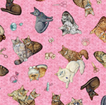 Quilting Treasures - Quilt Room Kitties - Cat Toss, Pink