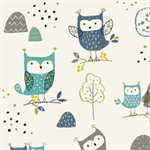 Quilting Treasures - What A Hoot - Perched Owls, Ecru