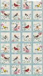 Northcott - Joys of Spring - Spring Blocks 24^ Panel, Light Teal