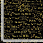 Timeless Treasures - Deck The Halls - Christmas Words & Music Notes, Black