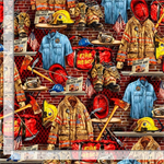 Timeless Treasures - Fire - Firefighter Equipment, Multi