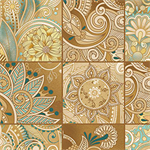 Quilting Treasures - Portofino - Floral Paisley Patch, Dijon