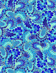 Timeless Treasures - Royal Plume - Abstract Cloisenne Feathers, Blue