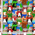 Timeless Treasures - Cats - Cats With Holiday Scarf, Multi