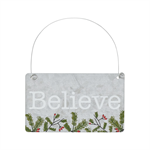 Tin Ornament - Believe w/Berries