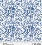 P & B Textiles - Indigo Petals - Vines & Leaves, Blue