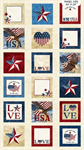 Northcott - Stonehenge Stars & Stripes 10 - 24^ Digital Label Panel, Beige/Multi