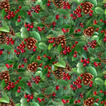 Elizabeth Studio - Birds & Berries - Pine Cones & Berries, Green