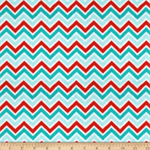 Shannon Fabrics - Cuddle Prints - Mini Chevron, Aqua/Red/Breeze