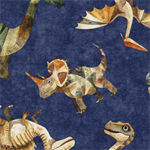 Quilting Treasures - Dinoroars! - Dinosaurs Toss, Navy