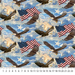 Northcott - Stonehenge Stars & Stripes 10 - Digital Soaring Eagles, Blue/Multi