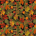 Timeless Treasures - Harvest - Packed Metallic Autumn Leaves, Black