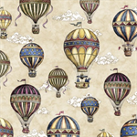 Quilting Treasures - Flying High - Air Balloons, Tan