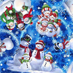 Quilting Treasures - Snowman Holiday - Tossed Snowman, Royal