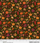 P & B Textiles - Harvest Minis - Leaves & Pumpkins, Dark Green