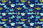 Shannon Fabrics - Cuddle Prints - Sharkies, Sea