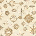 Quilting Treasures - Wanderlust - Compasses, Cream