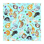 A.E. Nathan - Comfy Flannel Prints - Playtime Cats, Aqua