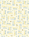 Wilmington Prints - Zest For Life - Word Toss, Yellow