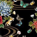 Quilting Treasures - Dynasty - Floral, Black