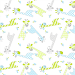 A.E. Nathan - Comfy Flannel Prints - Lime/Blue Giraffes, White