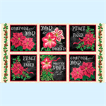 Quilting Treasures - Joy To The World - 24^ Poinsettia Panel, Cream/Black