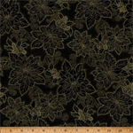 Hoffman California - Christmas Splendor - Dotty Poinsettia, Black/Gold