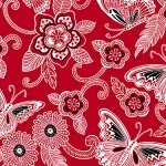 Henry Glass - Rendevous - Butterfly Floral, Red