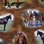 Quilting Treasures - Horse Country - Horse Vignettes, Brown