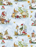 Wilmington Prints - Gnome & Garden - Gnomes All Over, Blue