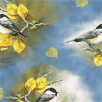 Quilting Treasures - Chickadees - Vignettes, Blue