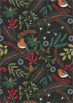 Lewis & Irene - New Forest Flannel - Robin in Woodland, Black