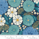 Moda - Field Of Flowers - Dahlias & Zinnias, Navy