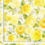 Timeless Treasures - Lemon Bouquet - Floral Yellow Rose Bouquets, Beige