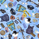 Quilting Treasures - American Heroes: Police - Everything Police, Blue