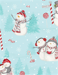 Wilmington Prints - Frosty Merry Mints - Scenic Snowmen, Teal