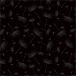 Timeless Treasures - Blackout - Floating Dandelion Puffs, Black on Black