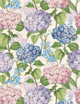 Wilmington Prints - Hydrangea Mist - Hydrangeas All Over, Cream