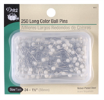 Dritz - 250 Long Color Ball Pins - Extra Fine - 1 1/2^ - 250 ct.