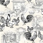 Michael Miller - Early To Rise - Chicken Coop Toile, Cream