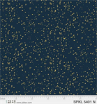 P & B Textiles - Sparkle - Abstract Metallic Dots, Gold/Navy